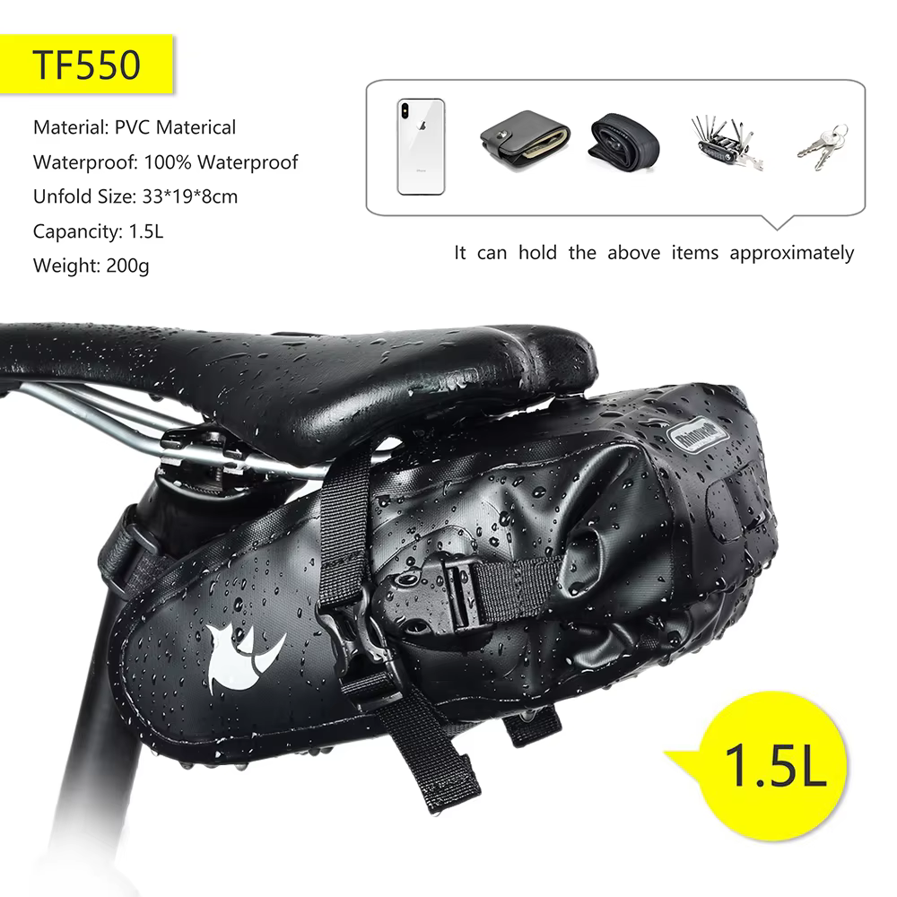 Rhinowalk Sac de Selle de Vélo, Entièrement Étanche pour le Cyclisme, VTT, Outils de Réparation de R