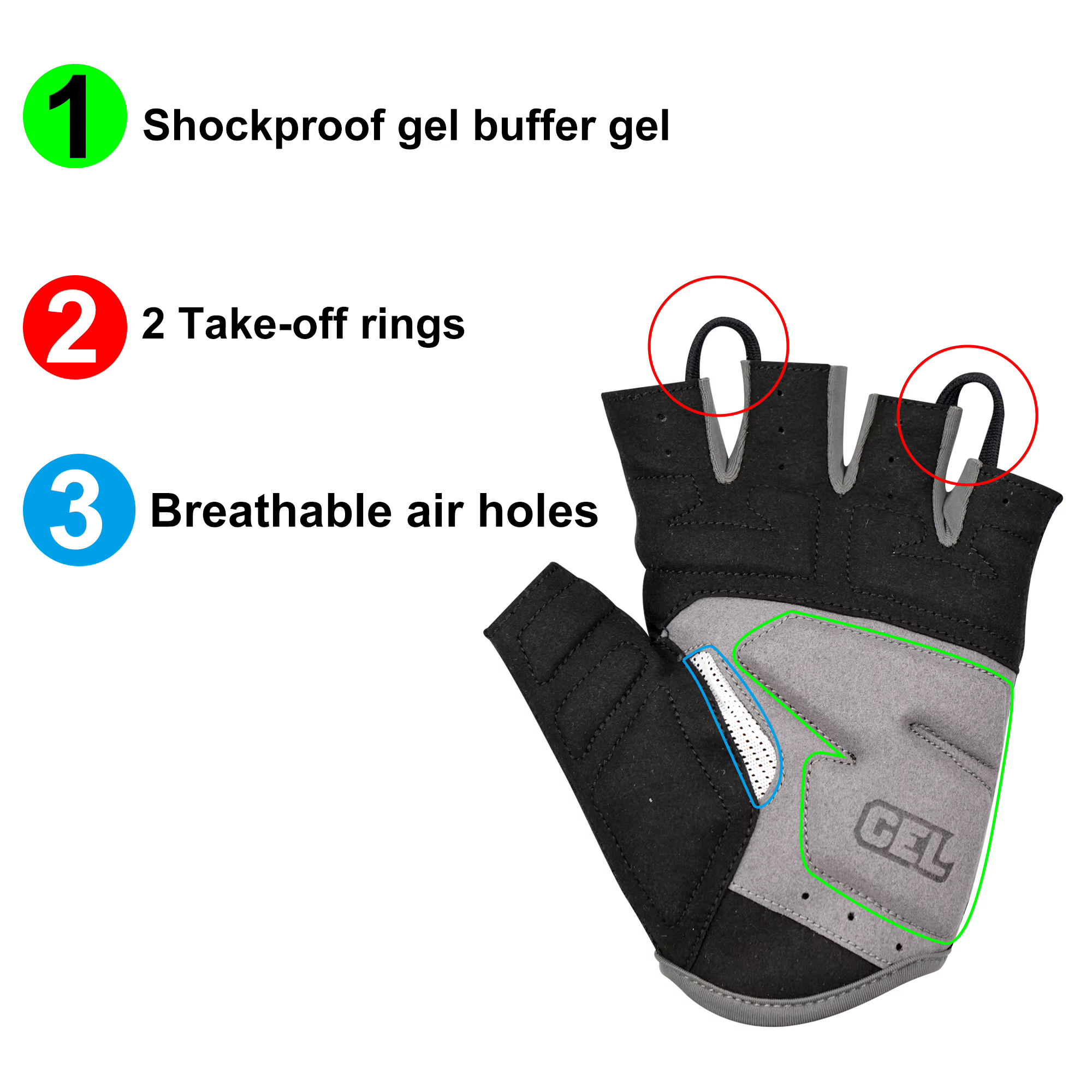 DAREVIE Gants de cyclisme rembourrés en gel pour hommes, tissu taïwanais, antichoc, sans doigts, con