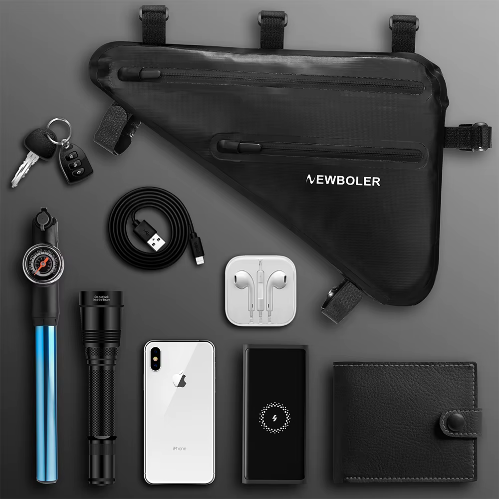 NEWBOLER sac de vélo étanche à la pluie grande capacité vtt vélo de route cadre sac Triangle pochett