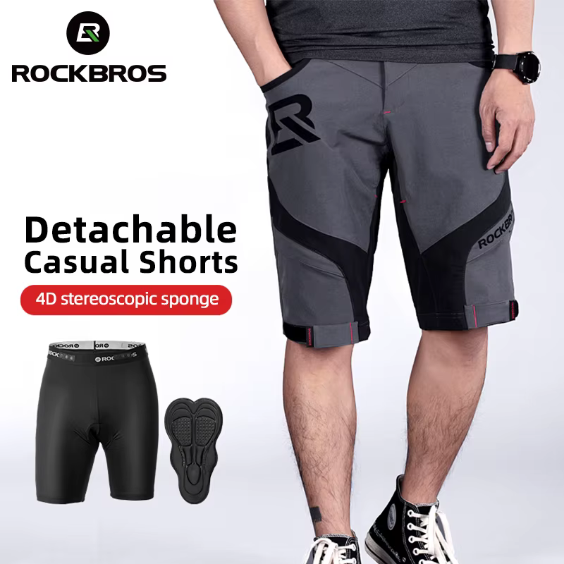 ROCKBROS – short de cyclisme pour homme, respirant, Double couche, séchage rapide, pour vtt, vélo de
