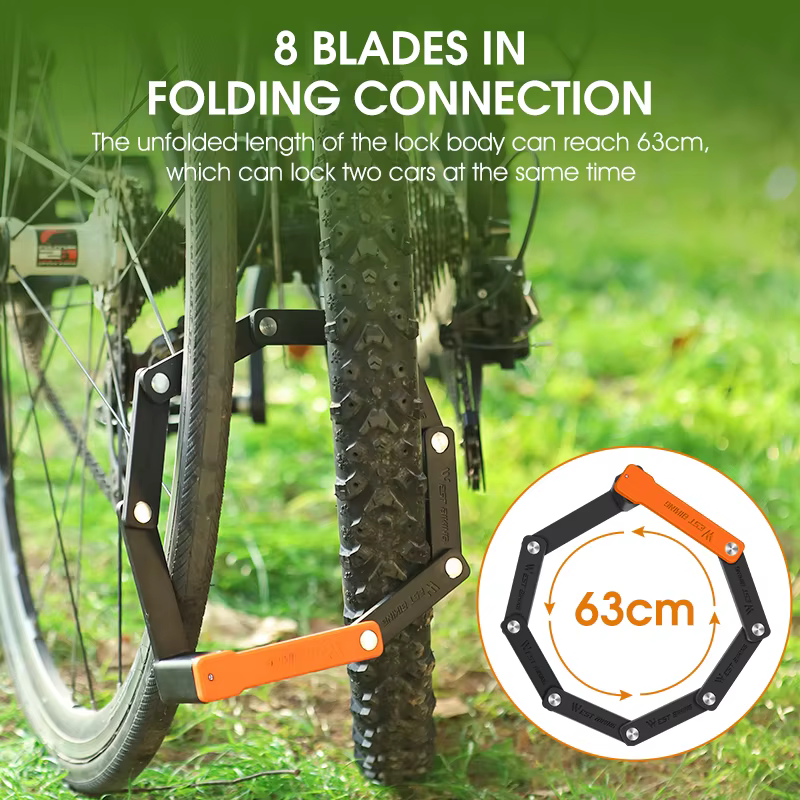 WEST BIKING Serrure de Sécurité Pliable pour Vélo, Accessoire Anti-vol, Convient pour Vélo de Route,