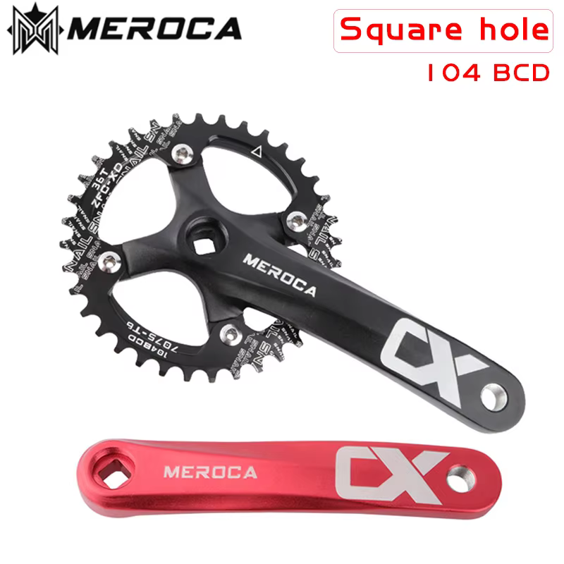 MEROCA vélo manivelle roue à chaîne 104BCD vtt vélo pédalier en alliage d'aluminium avec fond 170mm