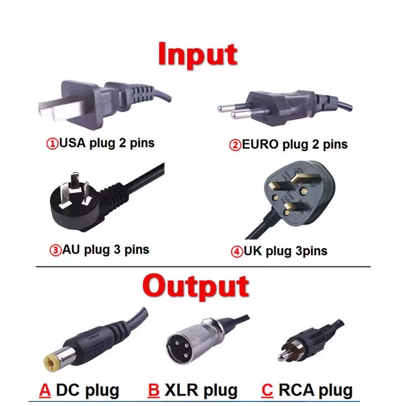 Chargeur de batterie Lithium Li-ion pour vélo électrique, prise DC XLR RCA EU 36V 42V 48V 54.6V 52V 