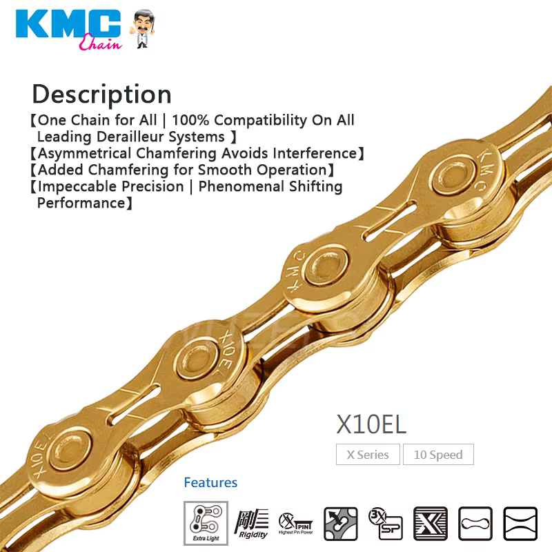 KMC-Vélo de Route et Montagne à 10 Vitesses, Boîte Originale, JOX10EPT, X10EL, X10SL, JO116