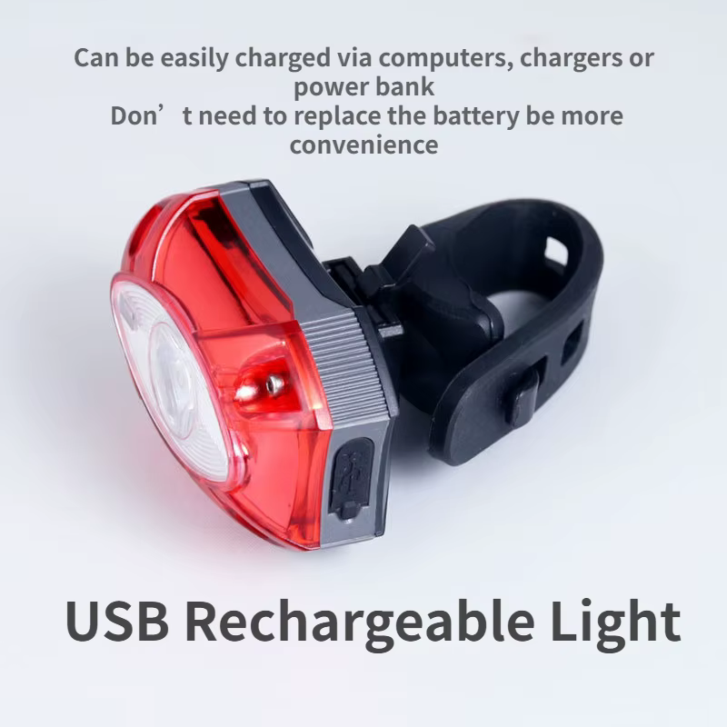 Feu arrière de vélo d'avertissement de sécurité pour vtt, Rechargeable par USB, lumineux, étanche, f