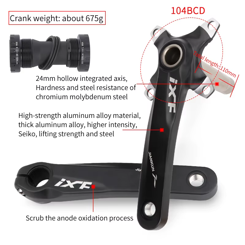 IXF 104bcd vélo vtt manivelle 170mm pédalier ZTTOMtb pédalier vélo pédalier Hollowtech compteur de p