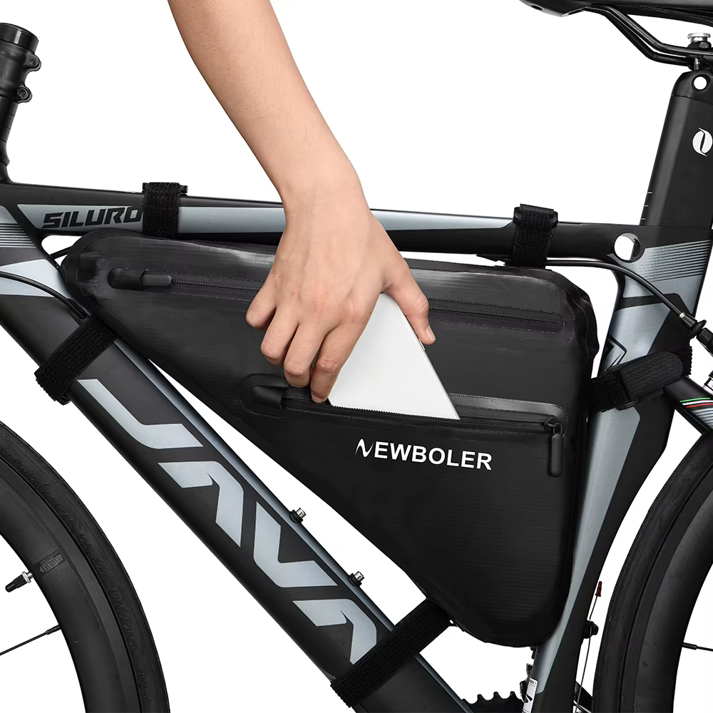 NEWBOLER sac de vélo étanche à la pluie grande capacité vtt vélo de route cadre sac Triangle pochett