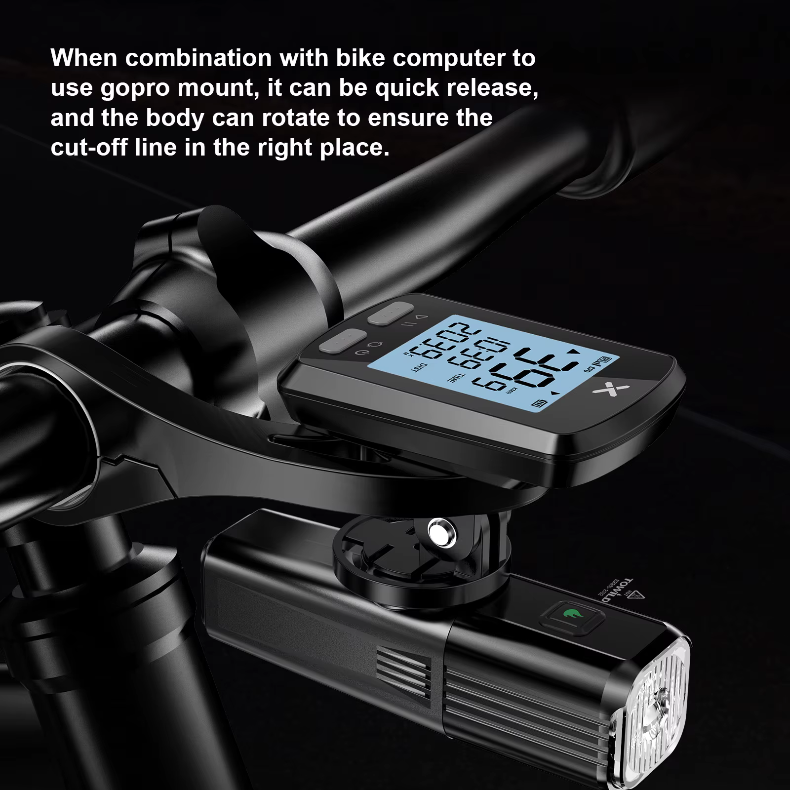 TOWILD – phare de vélo 800 lumens, torche anti-éblouissement, charge USB, équipement de cyclisme, BR