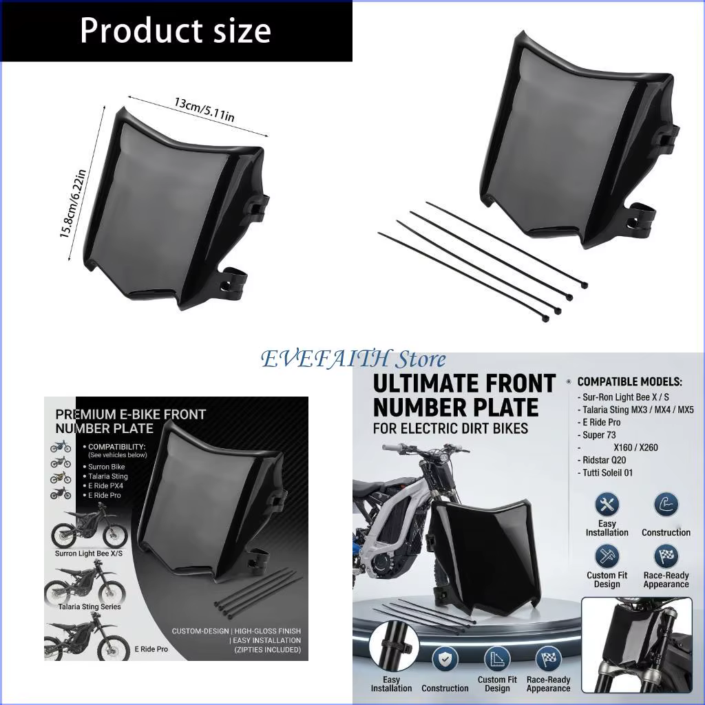 Plaque d'immatriculation vélo électrique 124B, plaque universelle avec attaches zippées, légère faci