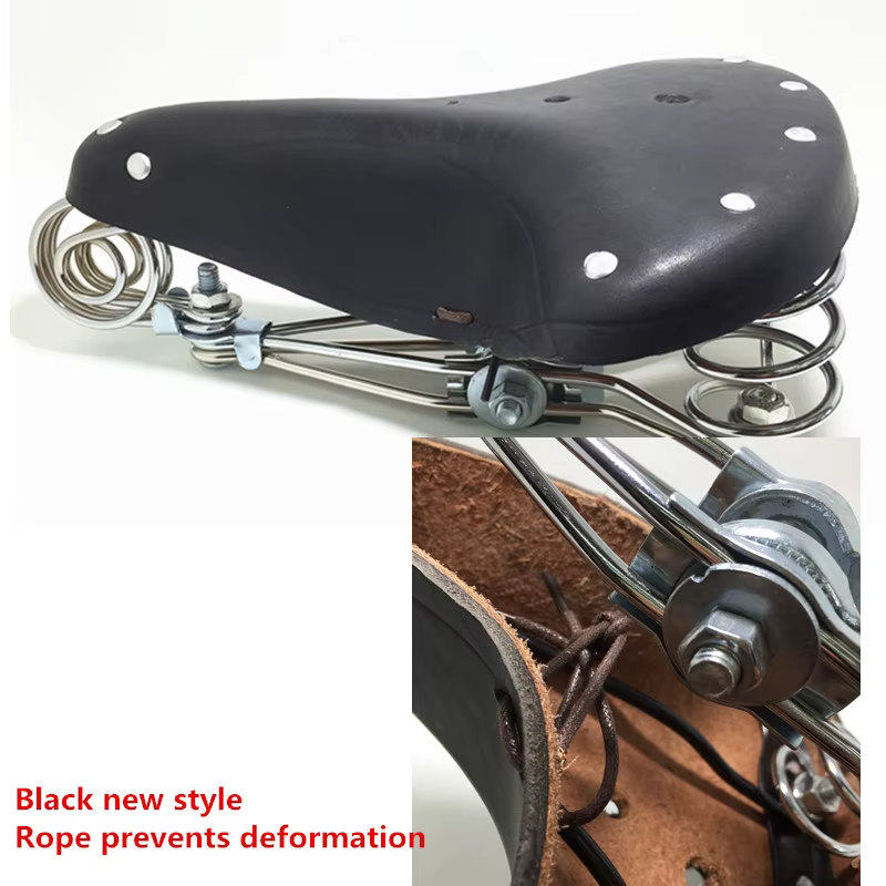 Selle de vélo vintage à ressorts, 100% cuir véritable, selle de vélo de style ancien, coussin en cui