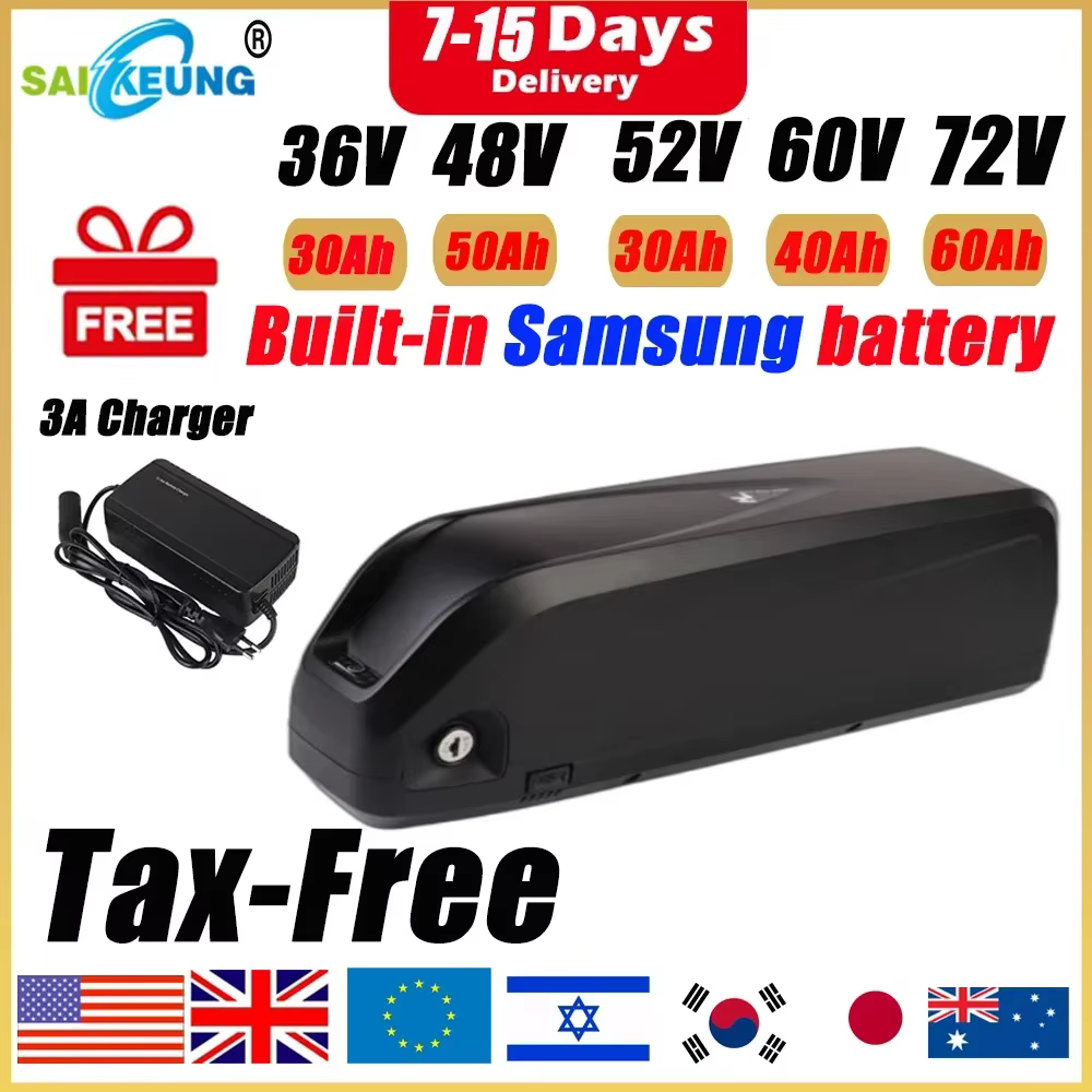 Hailong Batterie Velo 48v vélo électrique Chamrede 36 52v 60 72v 48v 20 30 35 40 50 60ah 2000w Bicic