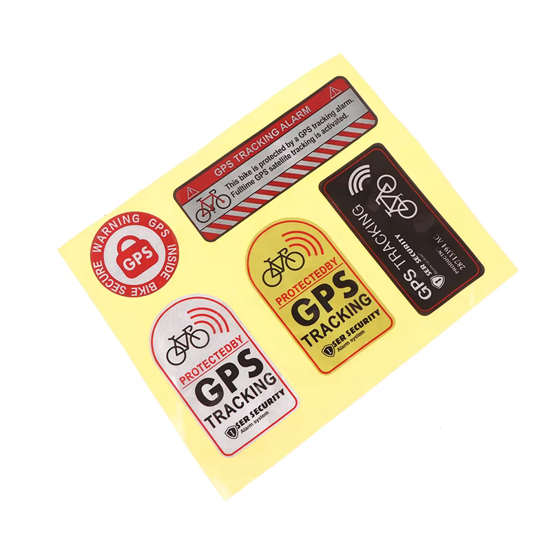 1 ensemble d'autocollants GPS pour vélo, scooter, moto, autocollant d'avertissement antivol, suivi, 
