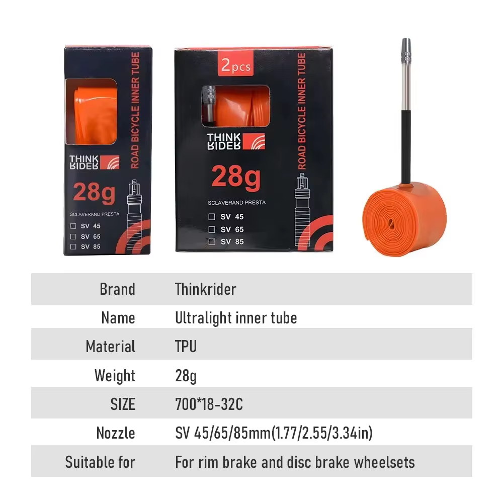 ThinkRider 28g chambre à air de vélo ultralégère 700x18 25 28 pneu de vélo de route TPU 45/65/85mm l