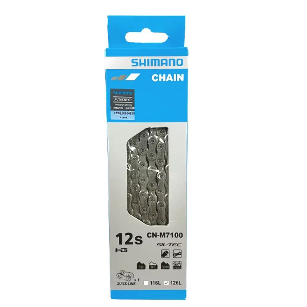 Chaîne de vélo de sport VTT professionnelle SHIMANO CN-M7100 CN-M8100 12 vitesses 126L HG+ SIL-TEC C