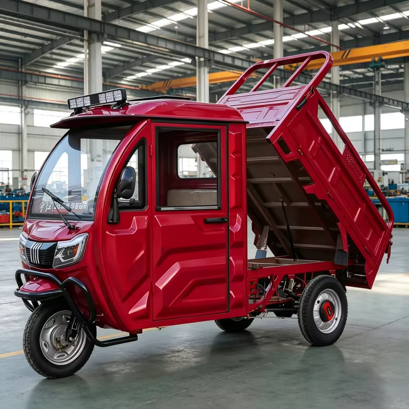 Tricycle électrique à carrosserie ouverte robuste avec châssis renforcé, capacité de charge de 400 k
