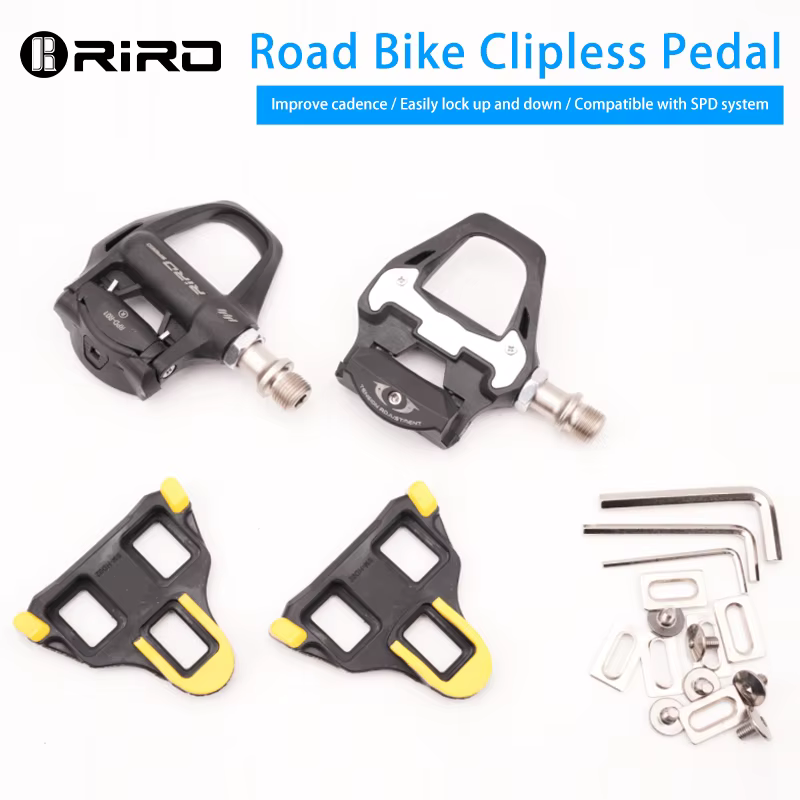 RIRO vélo de route ultraléger pédale sans clip vtt autobloquant cyclisme DU + crampons de roulement 