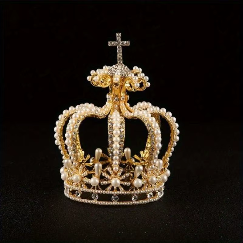 Accessoires de cheveux de mariée : Couronne de mariage en alliage, style baroque croisé, ornée de cr