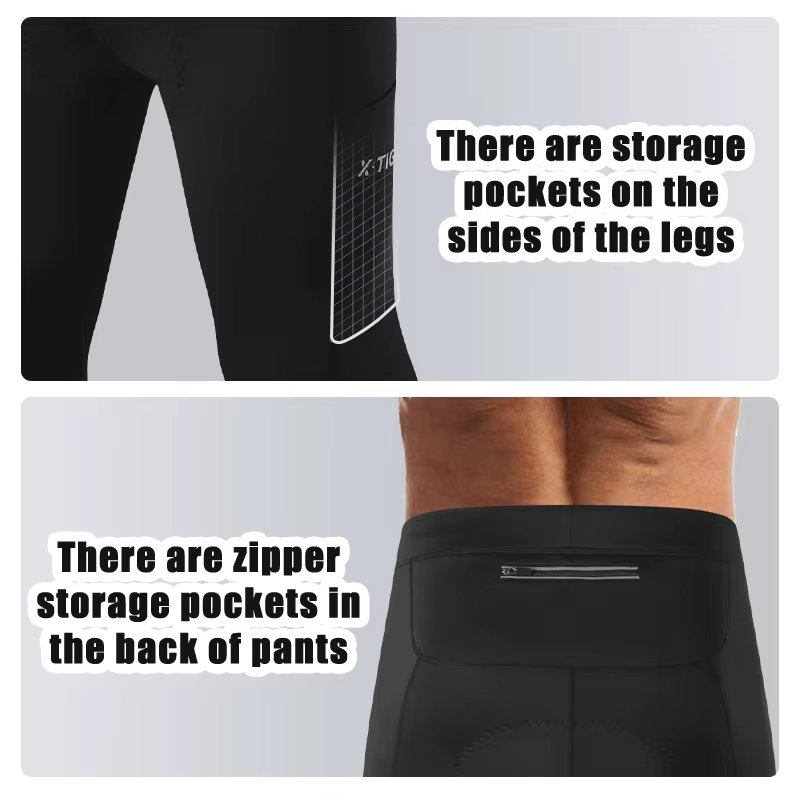 X-TIGER pantalons de vélo pour hommes hiver collants de vélo de montagne chauds avec poches arrière