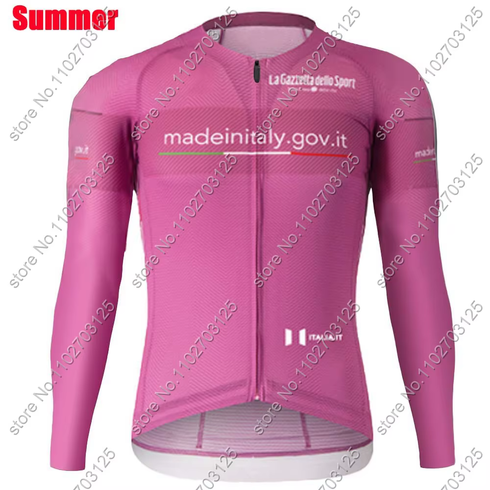 Maillot de cyclisme Tour de l'Italie Rose 2026 Manches longues Bleu Giro-Violet Vêtements de vélo de