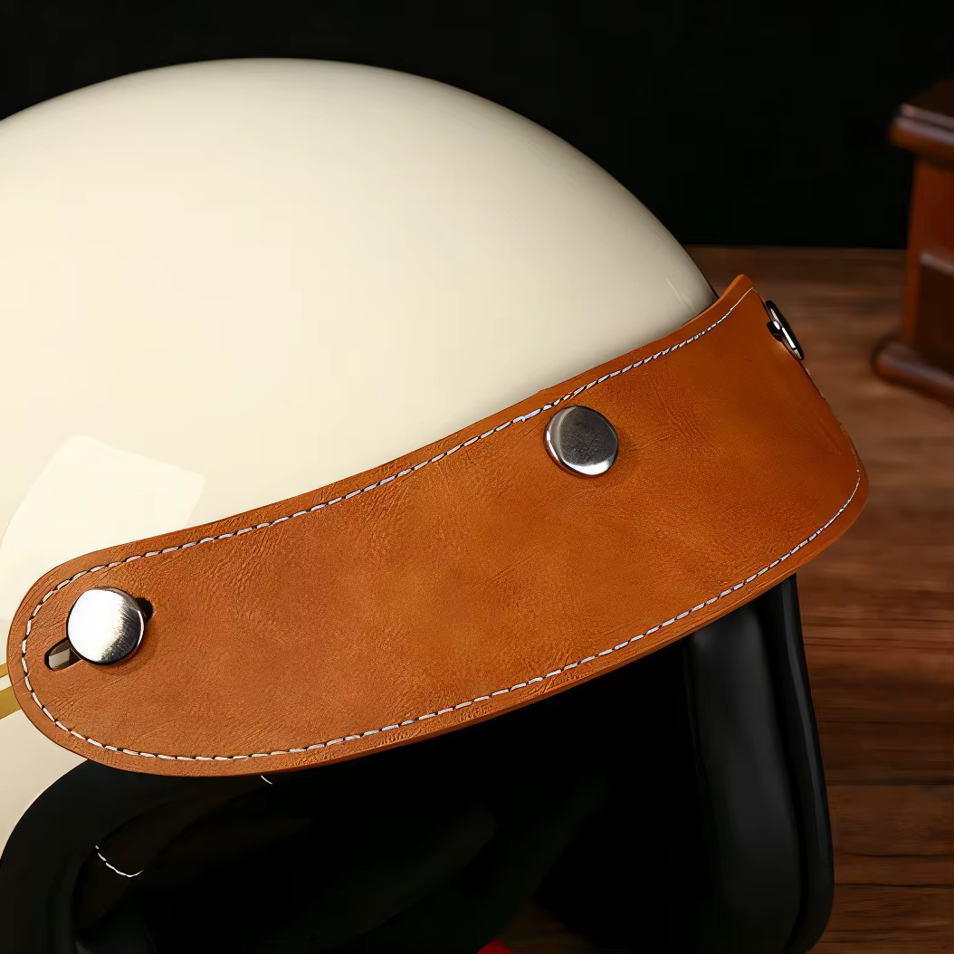 Visière de casque rétro à 3 broches, bord en cuir amovible pour Scooter, vélo, moto, pare-brise raba
