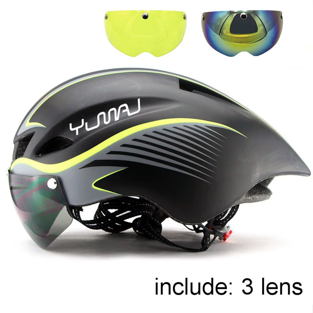 Nouveau 3 lentilles 290g Aero TT casque de vélo de route lunettes course cyclisme vélo sport sécurit