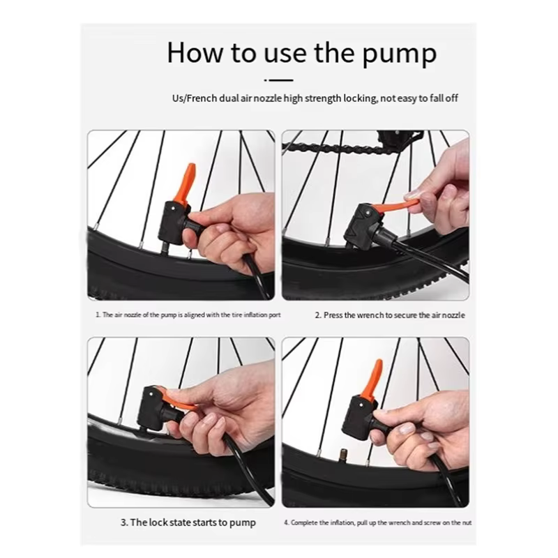 Pompe à pied de vélo Portable, gonfleur de pneus activé au pied manuel pour vélo/boules avec Valve e