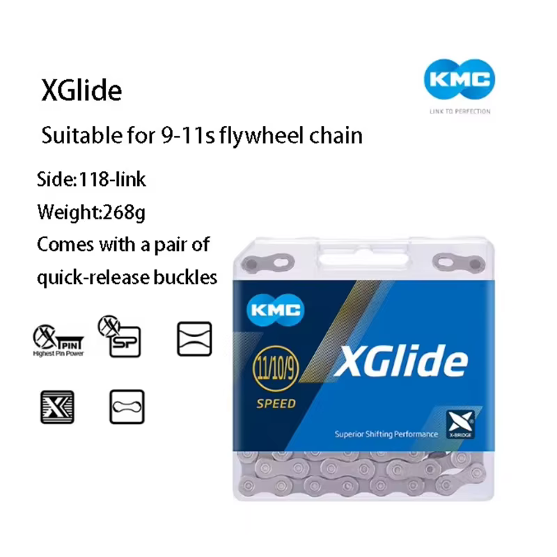 KMC eGlide\xGlide Chaîne de vélo électrique 9-10 vitesses Chaîne antirouille EPT Ultra-haute ténacit