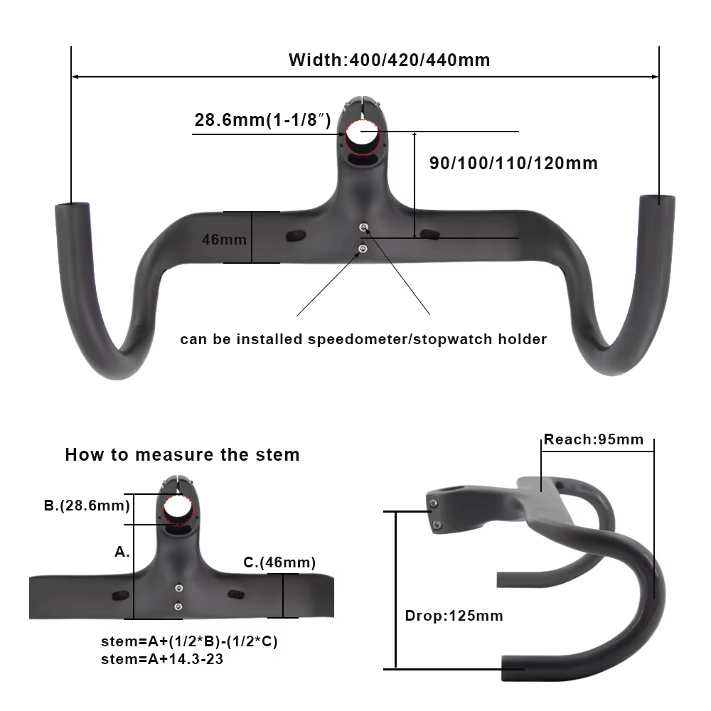 Guidon de vélo en carbone RXL SL 1-1/8 "barre de chute de route intégrée 400/420/440mm guidon de vél