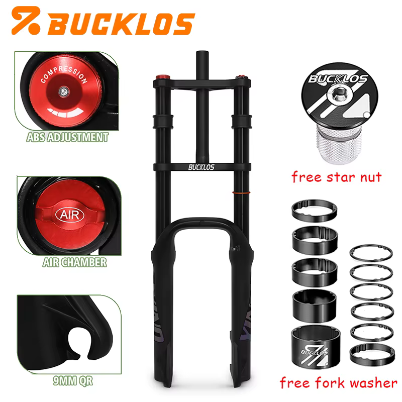 BUCKLOS 20*4.0 fourche de vélo Double épaule fourche de vélo électrique 9*135mm 20 fourche de vélo d