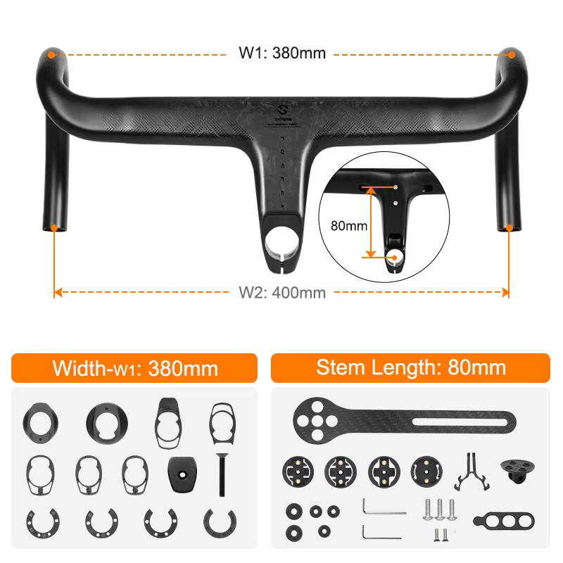 TOSEEK guidon en carbone guidon de route en carbone T800 guidon intégré en carbone Di2 accessoires d
