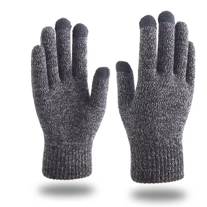 Gants tricotés pour hommes, chauds, doigts complets, antidérapants, pour écran tactile, pour cyclism