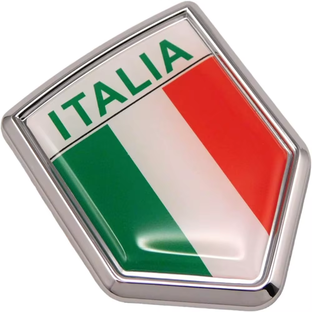 Autocollant d'Emblème Bouclier Drapeau Italie pour Voitures, Motos, Camions et Véhicules – Emblèmes