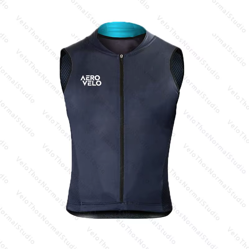 Gilet de cyclisme AERO VELO coupe-vent pour homme, sans manches, avec fermeture éclair, pour la cour