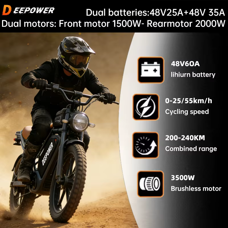 Vélo électrique S8 3500W, moteur puissant, batterie lithium 48V60AH, vélo électrique tout-terrain po