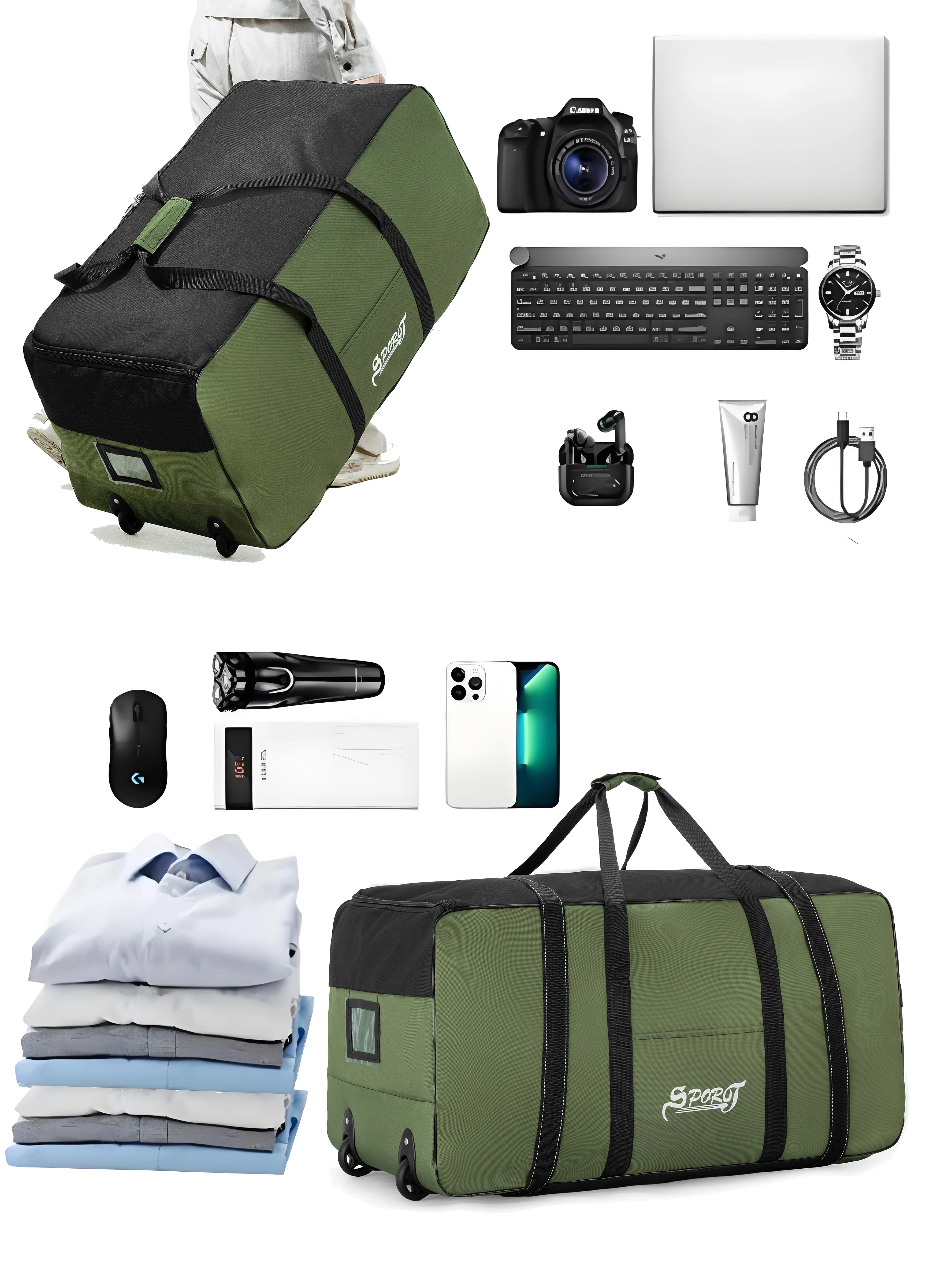 Équipement de pique-nique de Style Camping en plein air, sac à cosmétiques, vêtements, tente, fourni