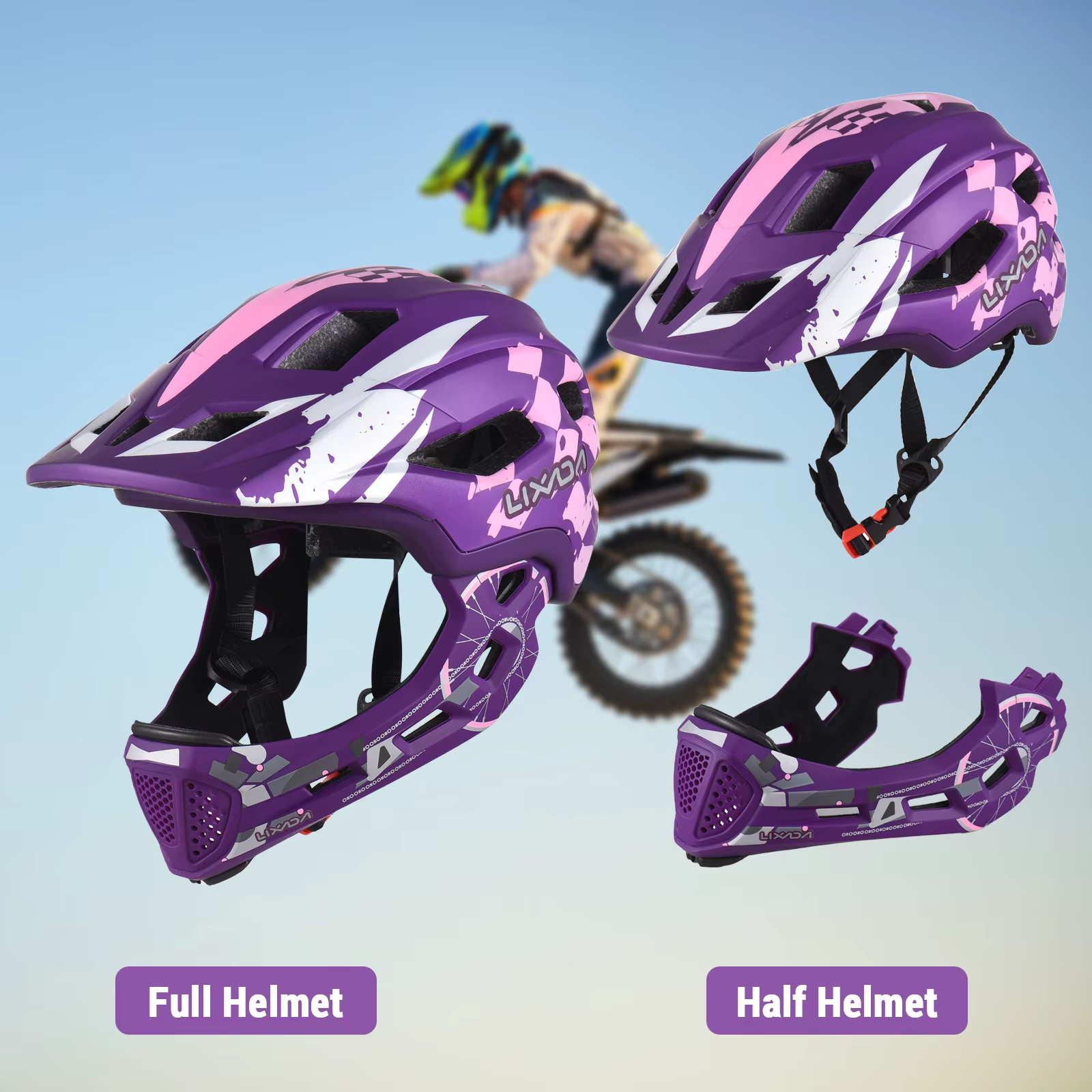 LIXADA Casque de Cycle pour Enfants Casque intégral détachable Casque de Cycle réglable pour Enfants