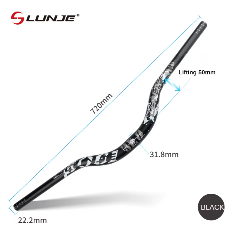 Guidon de VTT LUNJE 31.8x720/780mm en aluminium, type Swallow, rehausse 90mm, pièces de vélo de mont