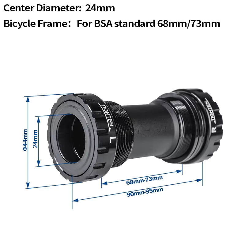 Boîtier de pédalier BXT à roulement fileté, BSA 24mm/DUB 29mm (68-73mm) étanche en alliage d'alumini