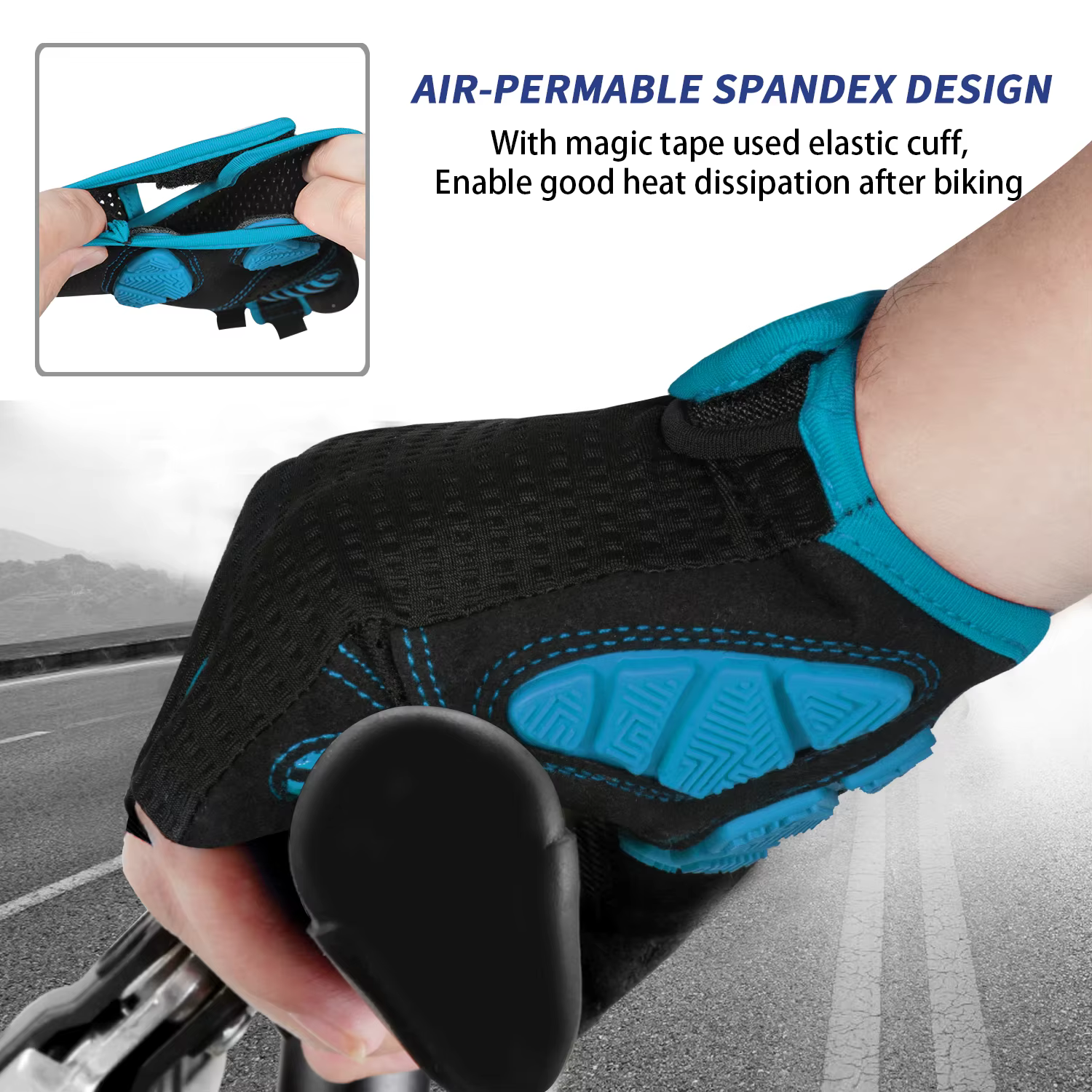 Gants de vélo de montagne MOREOK, demi-doigts, avec coussinets en gel de silicone de 5 mm, antichoc,