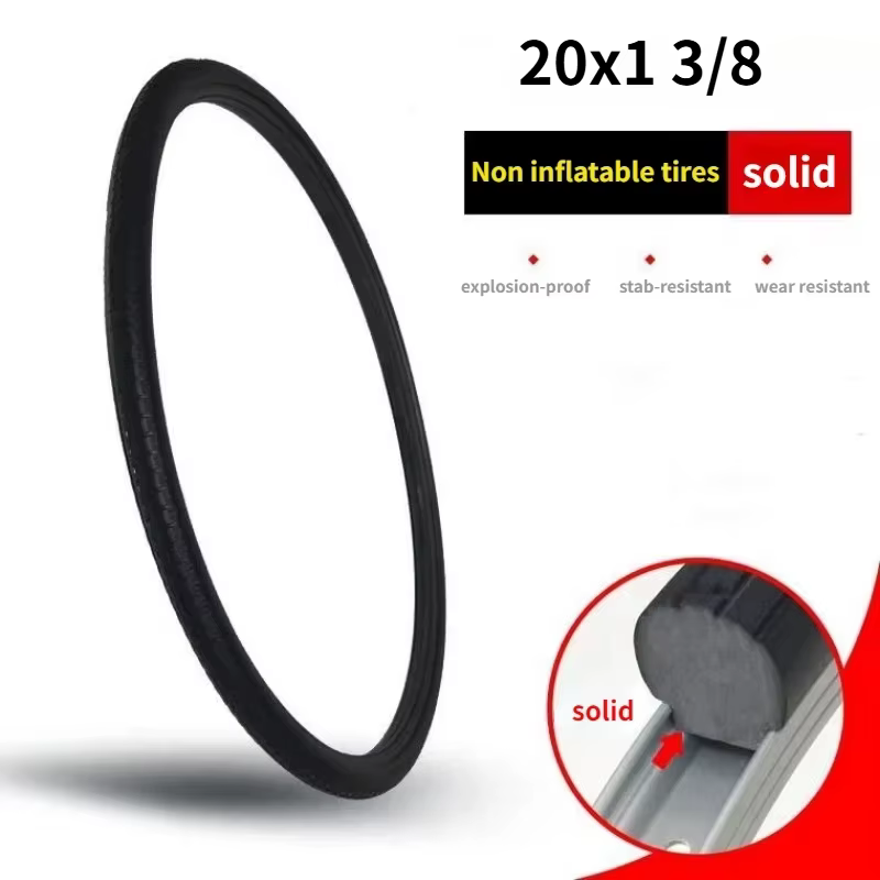 Pneu solide de vélo 20/24/26 pouces x1.50/1.95/1 3/8 pneu solide de vélo 26 pouces pneu vtt Anti-cou