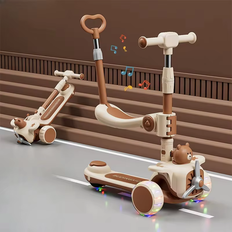 Trottinette 3 en 1 pour tout-petits, avec poignée de poussée pour parents, siège, jouets d'extérieur