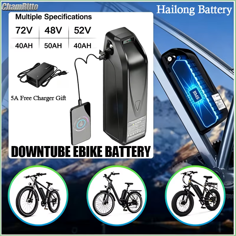 Batterie de vélo électrique Hailong 36V 48V 72V 52V 50Ah 40Ah 30Ah 20Ah, cellule d'origine pour tube