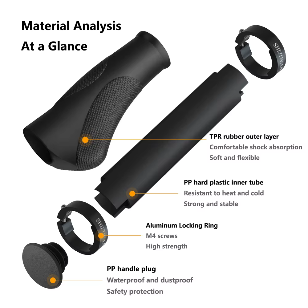 SHIZIWANGRI guidon de vélo poignées ergonomiques en caoutchouc TPR confortable pour vélos à vitesse