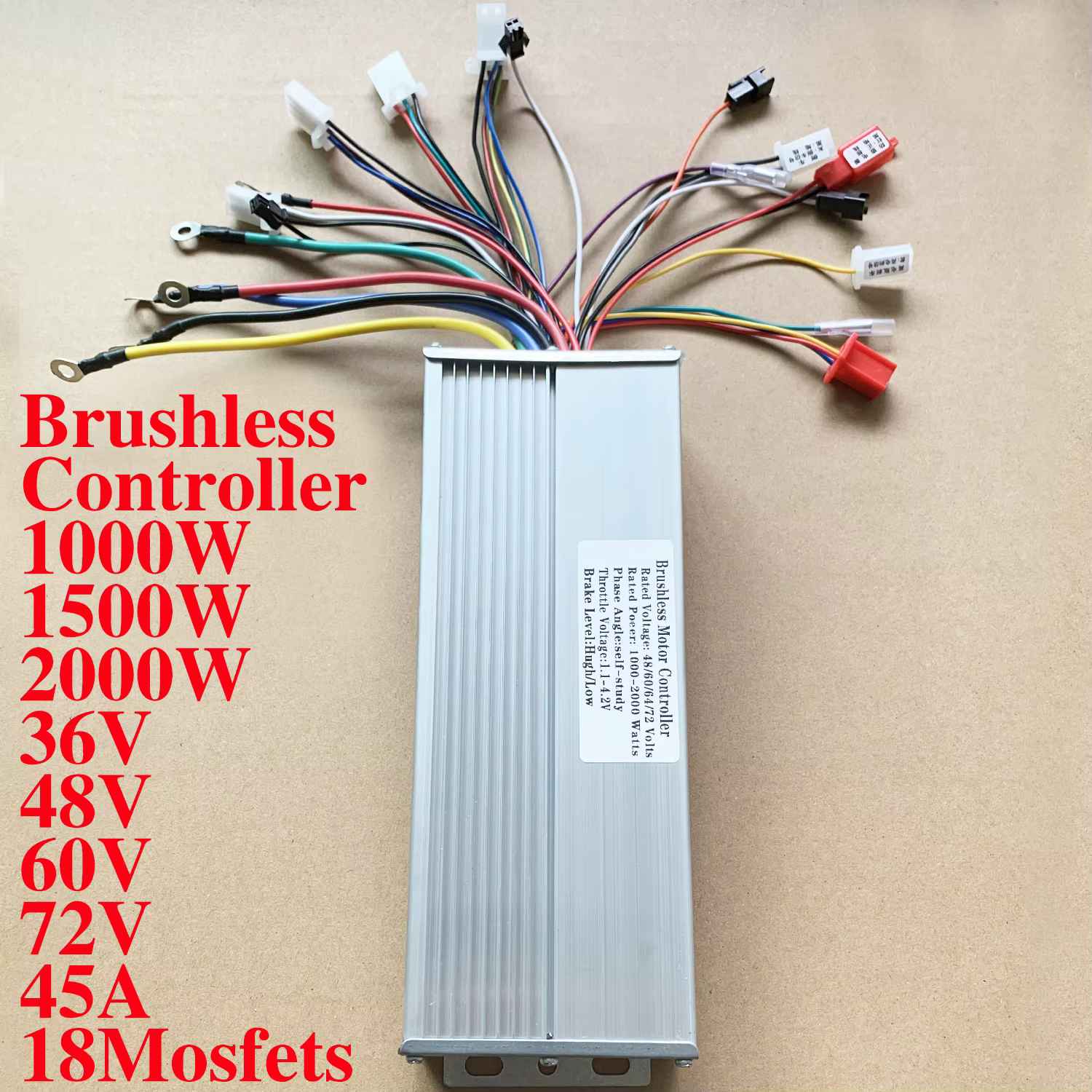 Contrôleur de vélo électrique 48V 60V 72V 2000W/2500W 45A /60A 18 contrôleur MOSFET DC double mode p