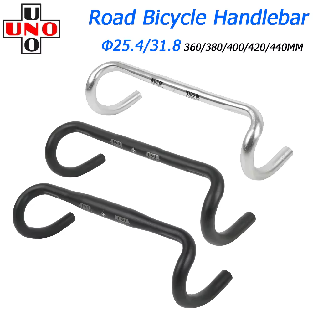 UNO-Guidon de vélo de course ultraléger en alliage d'aluminium, barre courbée, 25.4/31.8mm, 360/380/