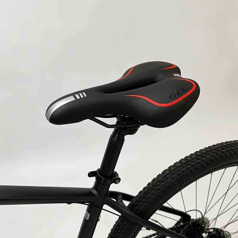 Selle de vélo en silicone avec coussin, surface en cuir PU, gel de silice, selle de vélo confortable