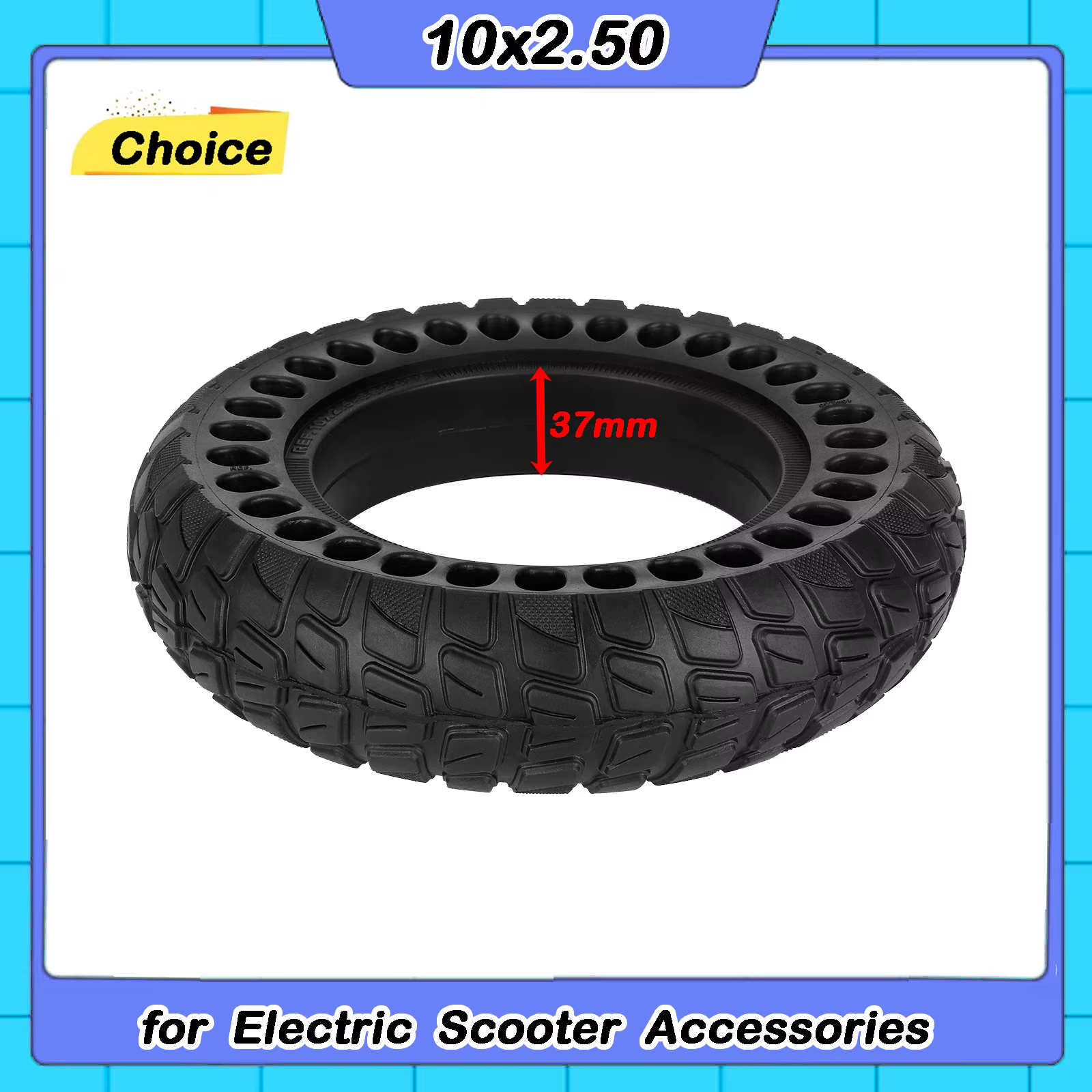 Pneu plein alvéolé anti-crevaison 10x2.50 de 10 pouces pour trottinette électrique universelle sans