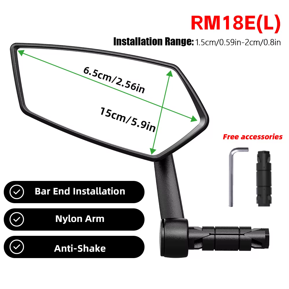 Rétroviseur de vélo RBRL HD grand angle pour extrémité de guidon, anti-chute, réglable à 360°, pour 