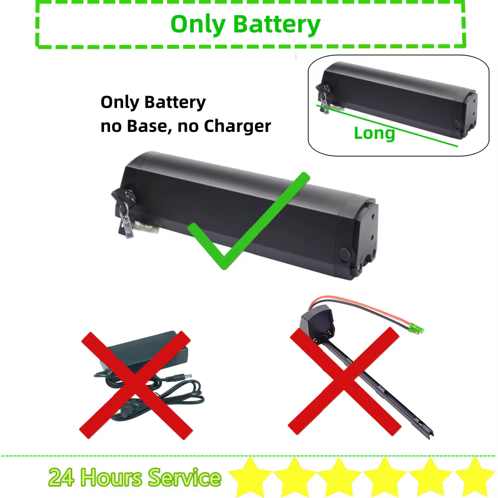 Batterie pour vélo électrique, 36V, 7,8 Ah, 8,8 Ah, 10Ah, 10,4 Ah, 10,5 Ah, 12,8 Ah, 14Ah, avec char