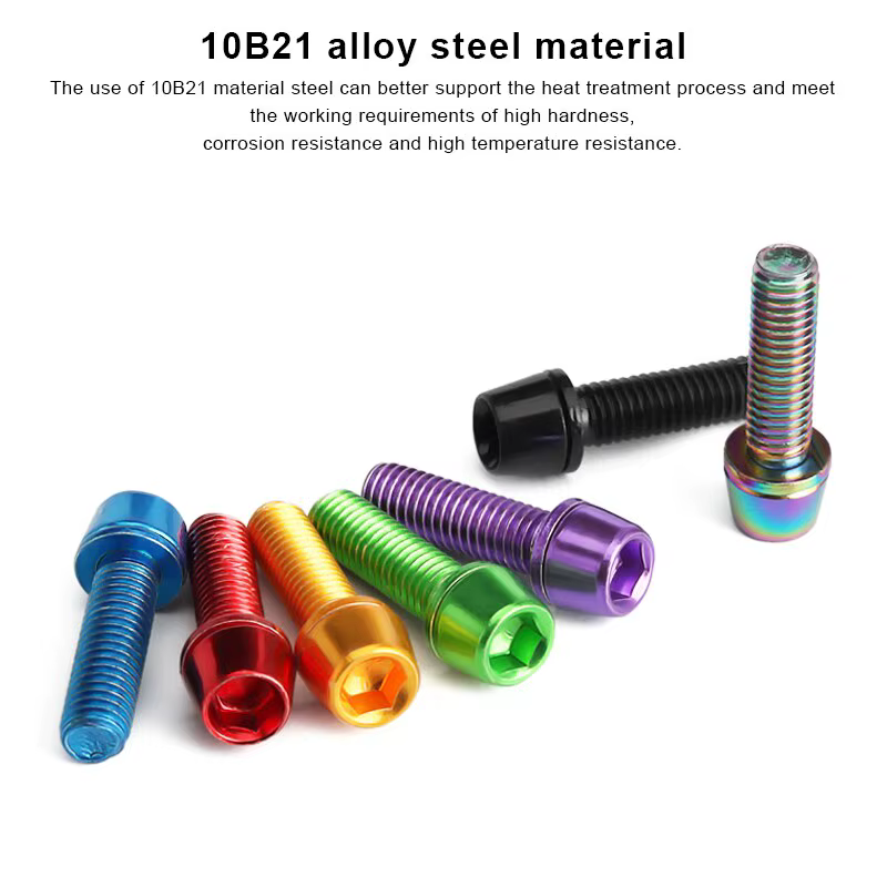 En Acier Inoxydable Coloré Pour VTT Route Vélo Tige Riser Vis De Guidon Vis M5 18MM 6 PCS/SET Titane